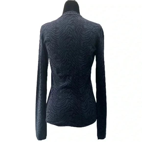 Ricki’s Cardigan V-Neck Button Front Fitted Blue & Black Zebra  Animal Print XS - Picture 3 of 16